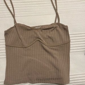 ribbed beige / brown tank